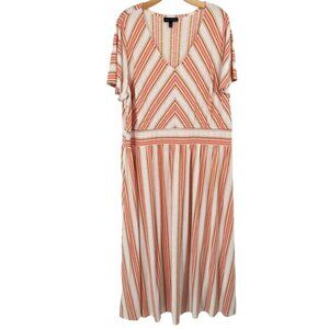 Lane Bryant Striped V-Neck Dress size 22  24 short sleeve knit maxi plus